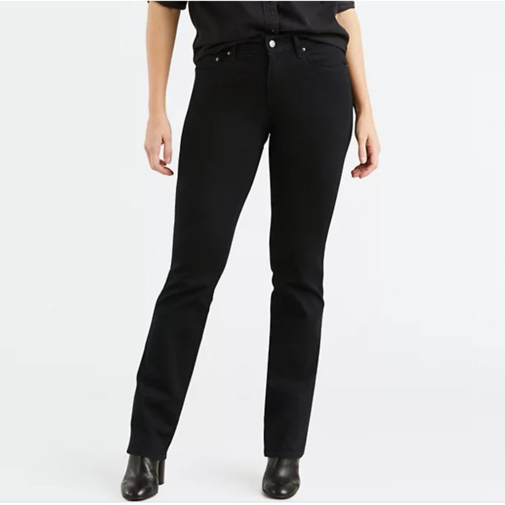 Levi's 505 Straight Leg Mom Jeans Black Ink Wash